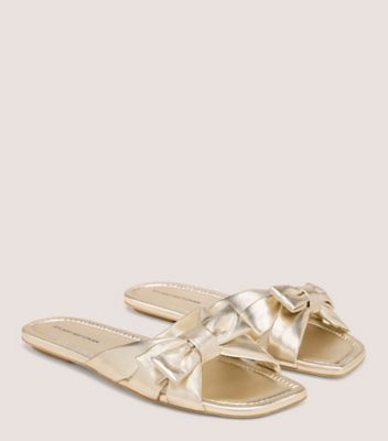 Stuart Weitzman,SOFIA SLIDE,Gold,Metallic
