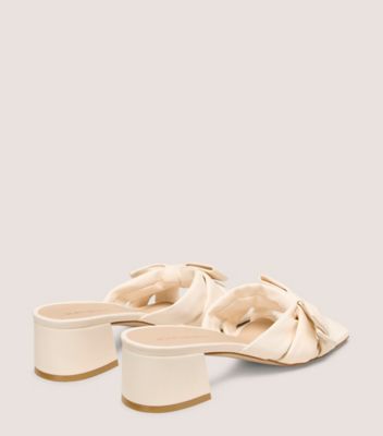 Stuart Weitzman,SOFIA SLIDE 45,Leather,Rubber,Slides,Bow,Day Party,Cream
