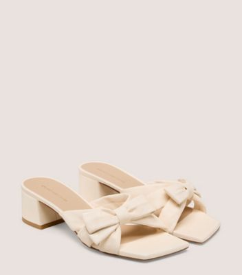 Stuart Weitzman,SOFIA SLIDE 45,Leather,Rubber,Slides,Bow,Day Party,Cream