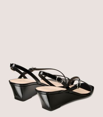 Stuart Weitzman,KENNA WEDGE 50,Rubber,Leather,Sandals,Day Party,Black,Back View