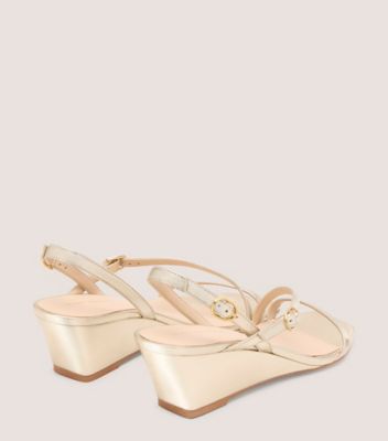 Stuart Weitzman,KENNA WEDGE 50,Gold,Metallic,Back View