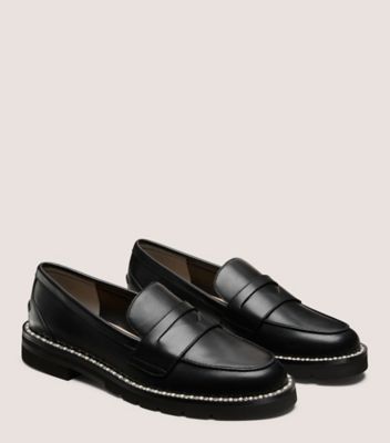 Stuart Weitzman,MONTY LOAFER,Black,Angle View