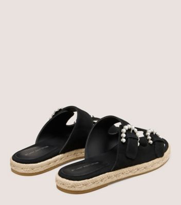 Stuart Weitzman,TOMI PEARL ESPADRILLE SLIDE,Black,Back View