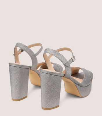 Stuart Weitzman,IVONA,Rubber,Sandals,Glitter,Party,Gray,Back View