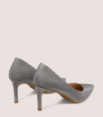 Stuart Weitzman,DANCER 75 PUMP,Silver,Back View
