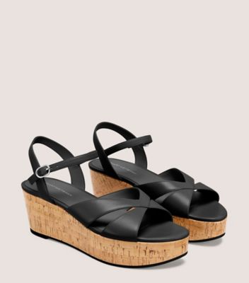 Stuart Weitzman,Cuir nappa et liège,Noir