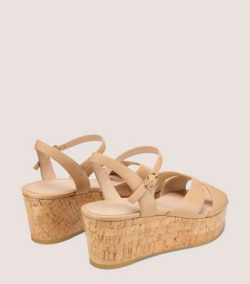Stuart Weitzman,CARMEN MIDI WEDGE,Beige,Back View