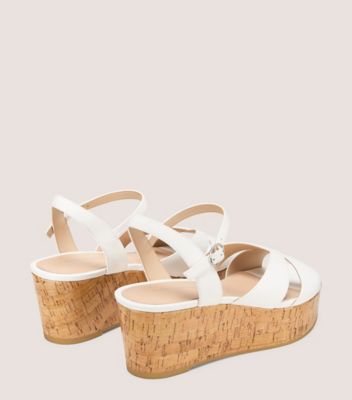 Stuart Weitzman,CARMEN MIDI WEDGE,White,Back View