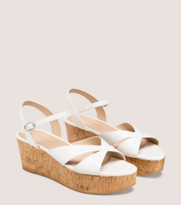 Stuart Weitzman,CARMEN MIDI WEDGE,White,Angle View