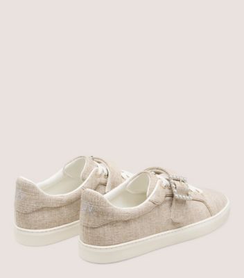 Stuart Weitzman,LIVVY PEARL BUCKLE SNEAKER,Beige