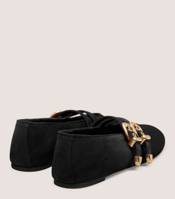 Stuart Weitzman,MODÈLE MAVEN MARY JANE,Flat,Suède sport,Noir,Back View