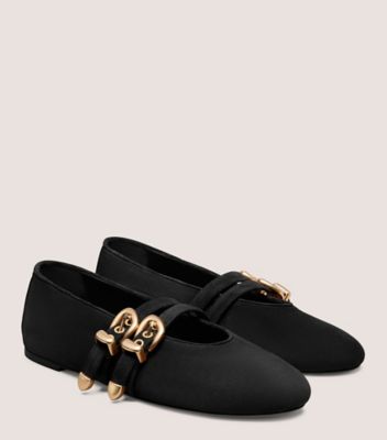 Stuart Weitzman,MODÈLE MAVEN MARY JANE,Flat,Suède sport,Noir,Angle View