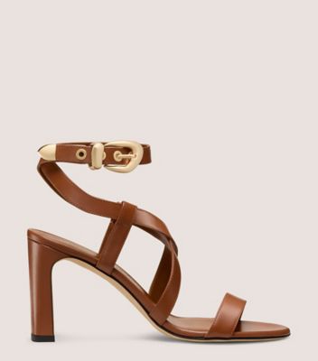 Stuart Weitzman,MODÈLE MAVEN BLOCK 85,Sandal,Cuir lisse,Brun marron de luxe
