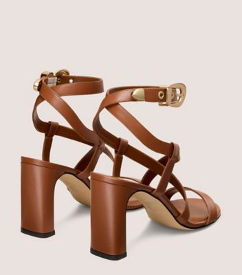 Stuart Weitzman,MODÈLE MAVEN BLOCK 85,Sandal,Cuir lisse,Brun marron de luxe