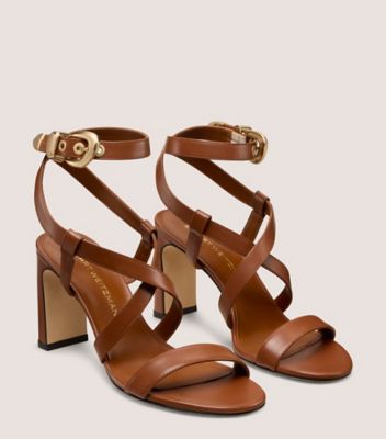 Stuart Weitzman,MODÈLE MAVEN BLOCK 85,Sandal,Cuir lisse,Brun marron de luxe