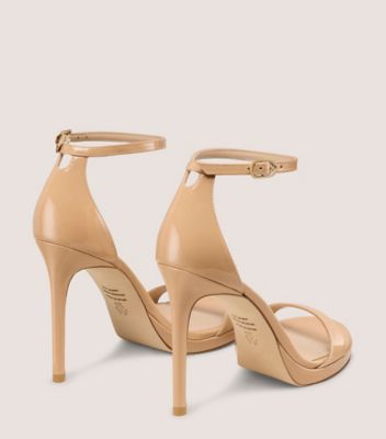 Stuart Weitzman,MODÈLE NUDIST PLATFORM,Sandal,Cuir verni,Beige adobe,Back View