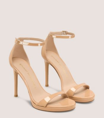 Stuart Weitzman,MODÈLE NUDIST PLATFORM,Sandal,Cuir verni,Beige adobe,Angle View