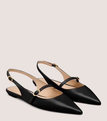 Stuart Weitzman,MODÈLE À BRIDE ARRIÈRE EMILIA MARY JANE,Flat,Cuir lisse,Noir,Angle View