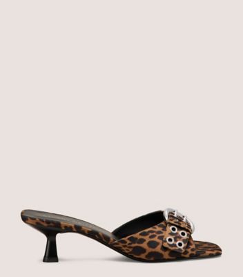 Stuart Weitzman,MULE SUPERMOTO 50,Slide,Nylon léopard,Cheetah,Front View