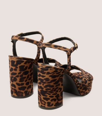 Stuart Weitzman,SANDALE À PLATEFORME DAYNA,Sandal,Nylon léopard,Cheetah,Back View