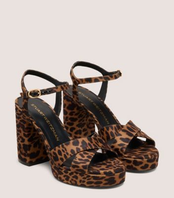 Stuart Weitzman,SANDALE À PLATEFORME DAYNA,Sandal,Nylon léopard,Cheetah,Angle View