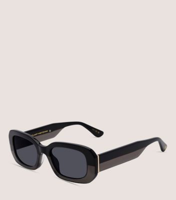 Stuart Weitzman,TWO-TONE RECTANGULAR SUNGLASSES,Sunglass Accessories,Acetate,Integrated Nose Pads,Casual,Gray,Angle View