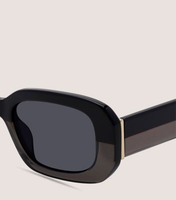 Stuart Weitzman,TWO-TONE RECTANGULAR SUNGLASSES,Sunglass Accessories,Acetate,Integrated Nose Pads,Casual,Gray,Detailed View