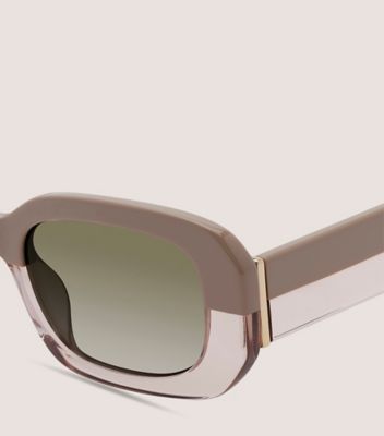 Stuart Weitzman,TWO-TONE RECTANGULAR SUNGLASSES,Sunglass Accessories,Acetate,Integrated Nose Pads,Casual,Gray,Detailed View
