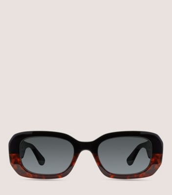 Stuart Weitzman,TWO-TONE RECTANGULAR SUNGLASSES,Sunglass Accessories,Acetate,Metal Material,Pattern,Integrated Nose Pads,C...,Gray,Front View