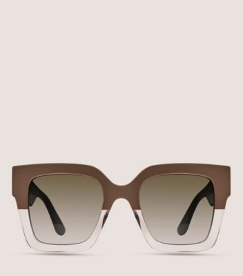 Stuart Weitzman,TWO-TONE OVERSIZED SQUARE SUNGLASSES,Brown,Front View