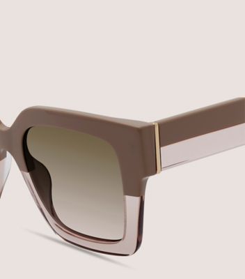 Stuart Weitzman,TWO-TONE OVERSIZED SQUARE SUNGLASSES,Brown,Detailed View
