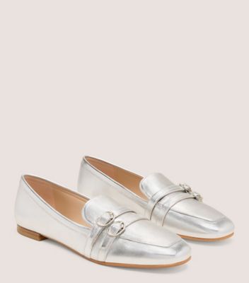 Stuart Weitzman,KENNA LOAFER,Metallic,Angle View