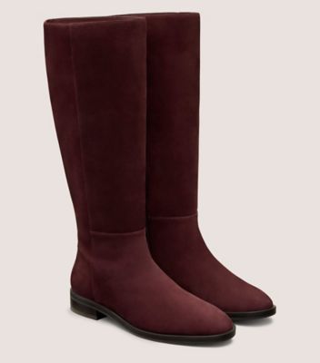 Stuart Weitzman,GRACIE TUBO BOOT,Rubber,Leather,Suede,Lining Leather,Boots,Mixed Media,Pull Tab,Casual,Maroon,Angle View