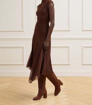 Stuart Weitzman,WYNN ZIP BOOT 75,Brown
