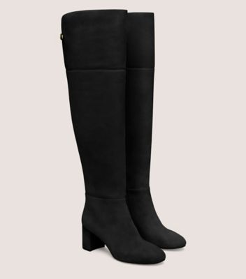 Stuart Weitzman,WYNN OVER-THE-KNEE BOOT 60,Lining Leather,Leather,Suede,Boots,Shoe Straps,Embellished,Logo,Day Party,Black,Angle View