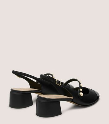 Stuart Weitzman,ARI PEARL MARY JANE SLINGBACK 45,Black,Back View