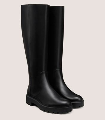 Stuart Weitzman,MYLA ZIP BOOT,Black,Angle View