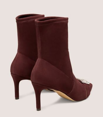 Stuart Weitzman,JUNE BOOTIE 75,Maroon,Back View