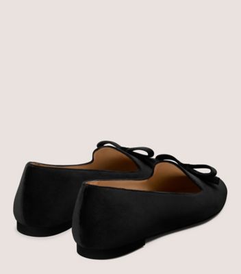 Stuart Weitzman,REESE LOAFER,Velvet,Lining Leather,Leather,Smoking Flat,Bow,Cocktail,Black,Back View