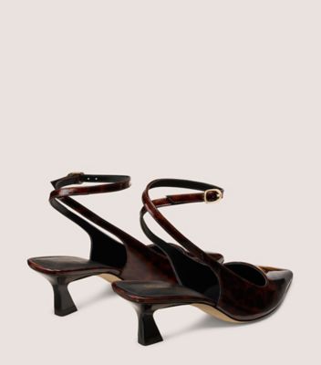 Stuart Weitzman,Écaille de tortue lustré,Brun Foncé,Back View