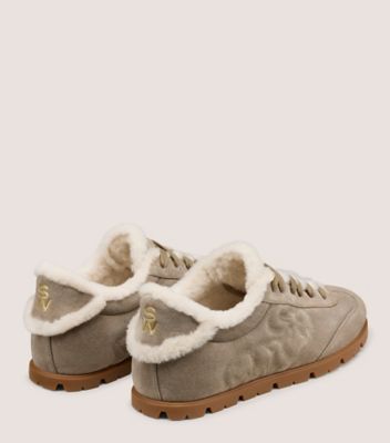 Stuart Weitzman,SOCOZY SNEAKER,Beige,Back View