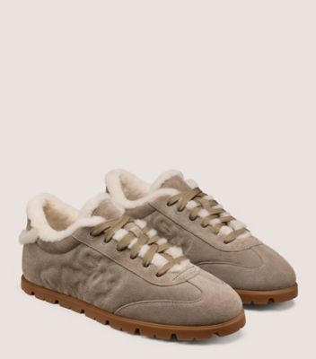 Stuart Weitzman,SOCOZY SNEAKER,Beige,Angle View