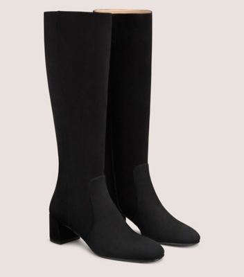 Stuart Weitzman,BOTTE À FERMETURE ÉCLAIR MAEVE,Boot,Suède,Noir,Angle View