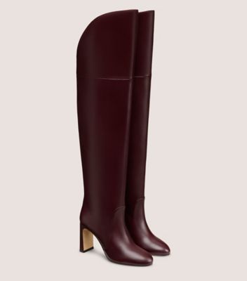 Stuart Weitzman,BABETTE OVER-THE-KNEE TUBO 85,Maroon,Angle View