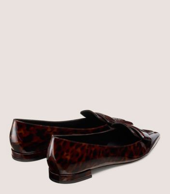 Stuart Weitzman,Flat,Écaille de tortue lustrée,Brun Foncé,Back View