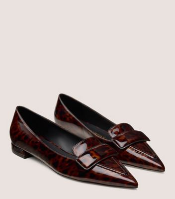 Stuart Weitzman,Flat,Écaille de tortue lustrée,Brun Foncé,Angle View