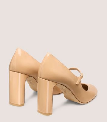 Stuart Weitzman,MARY JANE BABETTE 85,Pump,Cuir verni,Beige adobe,Back View