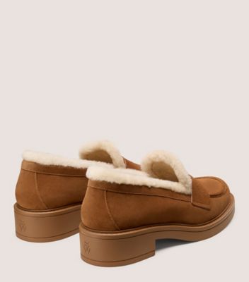 Stuart Weitzman,FLÂNEUR EN RASON CELIA LITE,Loafer,Suède sport et rason,Biche et vanille,Back View