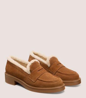 Stuart Weitzman,FLÂNEUR EN RASON CELIA LITE,Loafer,Suède sport et rason,Biche et vanille,Detailed View