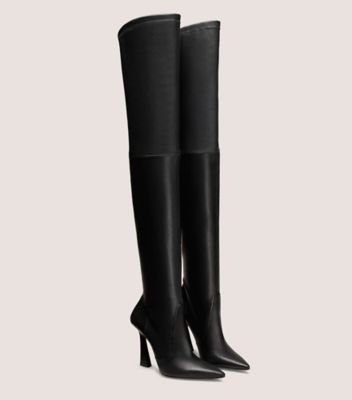 Stuart Weitzman,BOTTE ULTRAVINNIE 100,Boot,Cuir nappa extensible,Noir,Angle View